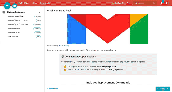 How to use the Gmail command pack