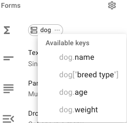 Selecting from a keyed list