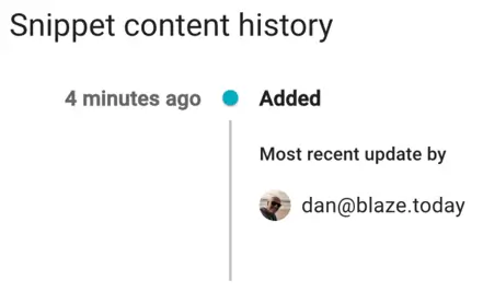 The history timeline of a snippet
